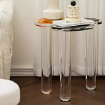 Дизайнерский журнальный стол с фигурной столешницей на 3-х прозрачных ножках Rahakif варинант исполнения - 2 | Loft Concept в Перми