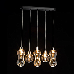 Люстра с 3-мя плафонами волнообразной формы цвета янтарь и 2-мя прозрачными шарообразными плафонами Lucid Rain  варинант исполнения - 3 | Loft Concept в Перми