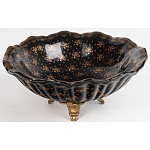 Блюдо черного цвета из фрафора на бронзовых ножках Eden Garden porcelain and bronze варинант исполнения - 2 | Loft Concept в Перми