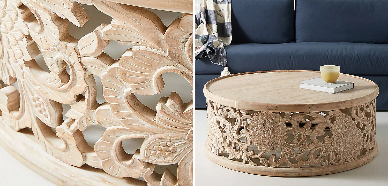 Круглый кофейный стол Handcarved Lotus Round Coffee Table Круглый кофейный стол Handcarved Lotus Round Coffee Table - Loft-Concept в Перми