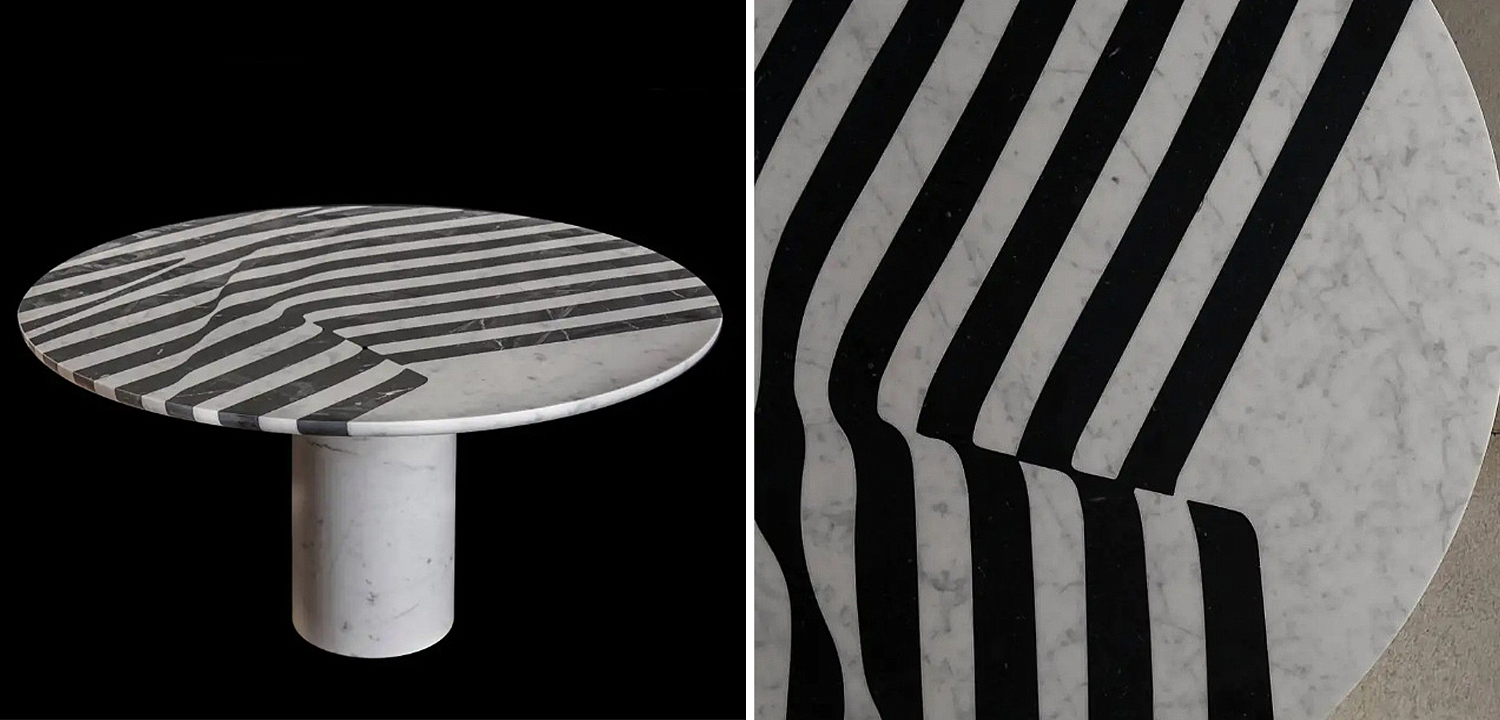 Обеденный стол Safwan Black and White Stripes Dining Table Обеденный стол Safwan Black and White Stripes Dining Table - Loft-Concept в Перми