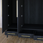 Большой Шкаф Primo Черный дуб с 3 дверьми и 3 выдвижными ящиками варинант исполнения - 7 | Loft Concept в Перми