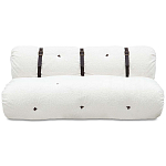 Двухместный диван без подлокотников белый с обивкой букле и ремешками из кожи Blaise Boucle Sofa варинант исполнения - 1 | Loft Concept в Перми