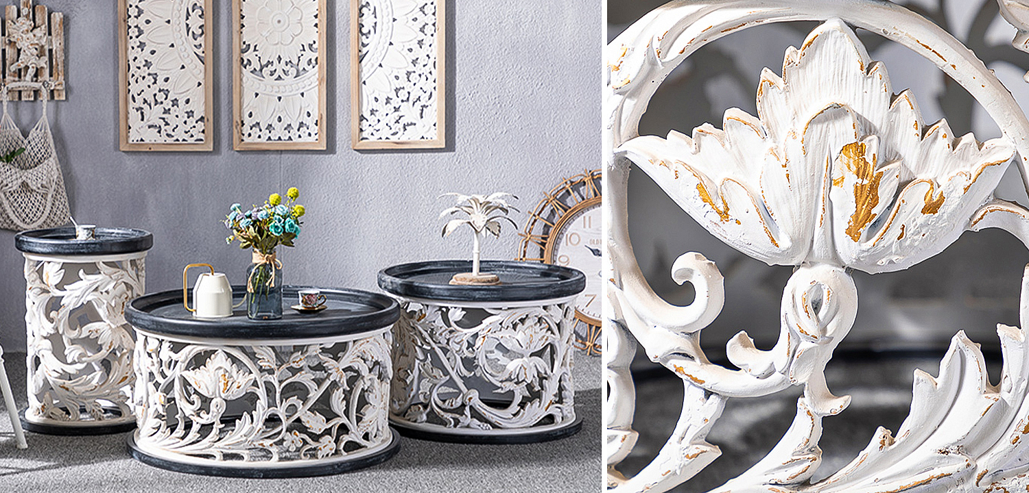 Кофейный стол Fleurette Provence Black White Side Table 63 - Loft-Concept в Перми