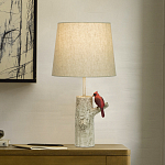 Настольная лампа с тканевым абажуром и основанием в виде птицы на дереве Simurq варинант исполнения - 2 | Loft Concept в Перми