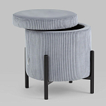 Серо-голубой пуф на черных ножках SANJAY варинант исполнения - 2 | Loft Concept в Перми