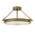 Потолочный светильник цвета латунь с плоским круглым плафоном Hinkley варинант исполнения - 1 | Loft Concept в Перми