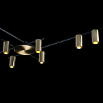 Потолочный светильник с 10-ю цилиндрическими плафонами цвета латунь TRIBES CHANDELIER варинант исполнения - 5 | Loft Concept в Перми