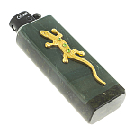 Зажигалка газовая из натурального камня Офиокальцит с декоративной металлической вставкой в виде ящерицы Metal Stone Lighters варинант исполнения - 3 | Loft Concept в Перми