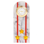 Часы погон МВД подарочные настольные из натурального камня Мрамор Military Clock варинант исполнения - 7 | Loft Concept в Перми