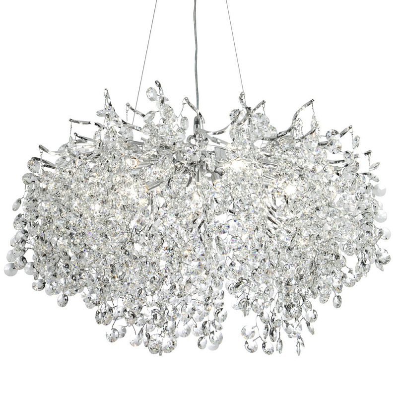 Люстра с хрустальными подвесками на металлических ветках Fairytree Light Silver Chandelier 14 Серебряный Прозрачное Стекло Люстра с хрустальными подвесками на металлических ветках Fairytree Light Silver Chandelier 14 Серебряный Прозрачное Стекло в Перми | Loft Concept