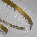 Люстра подвесная двухъярусная с золотистымыми кольцами и прозрачными стеклянными элементами Ring Horizontal варинант исполнения - 4 | Loft Concept в Перми