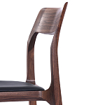 Стул деревянный с мягким сиденьем из черной натуральной кожи Moon Walnut Furniture варинант исполнения - 8 | Loft Concept в Перми