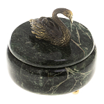 Шкатулка из натурального камня змеевик с фигуркой лебедя Stone Casket варинант исполнения - 2 | Loft Concept в Перми