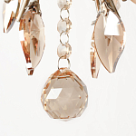 Люстра подвесная круглая с тканевым полупрозрачным абажуром и подвесками 4 лампы Gilded Elegance варинант исполнения - 6 | Loft Concept в Перми