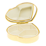 Таблетница карманная в форме сердца с 3-мя отделениями с зеркалом и накладкой из натурального камня Яшма Змеиная Gold Stone Pillboxes варинант исполнения - 3 | Loft Concept в Перми