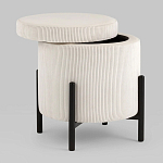Молочный пуф на черных ножках SANJAY варинант исполнения - 2 | Loft Concept в Перми