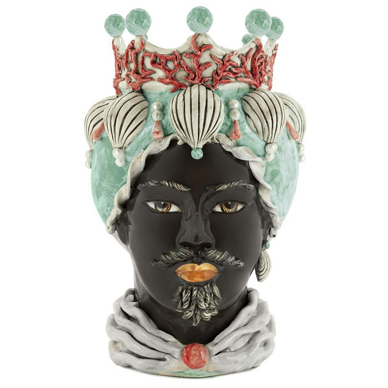 Ваза Vase Moro Man Coral Green Red Черный Зеленый Красный Ваза Vase Moro Man Coral Green Red Черный Зеленый Красный в Перми | Loft Concept