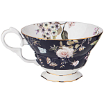 Чайный набор из фарфора темно-синий с рисунком цветов на 6 персон 12 предметов 280 мл Garden Whisper Porcelain Set  варинант исполнения - 3 | Loft Concept в Перми