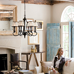 Люстра бронзового цвета с бежевыми абажурами из органзы в классическом стиле Hinkley варинант исполнения - 9 | Loft Concept в Перми