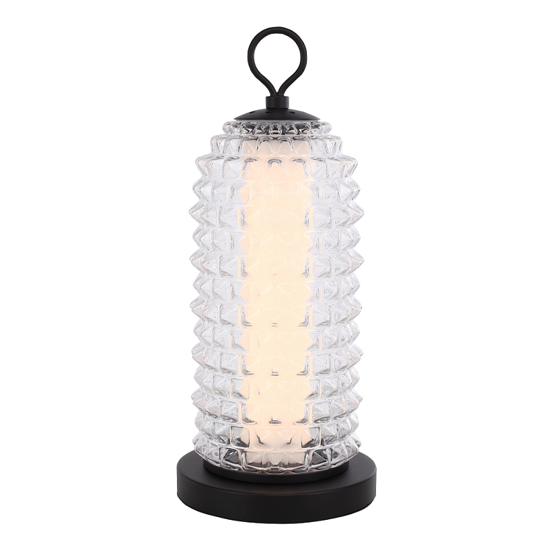 Настольная лампа с прозрачным факутрным стеклянным плафоном Sonora Прозрачный Черный в Перми | Loft Concept 