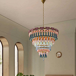 Люстра круглая с декором из разноцветных элементов в виде листьев Changing Seasons варинант исполнения - 6 | Loft Concept в Перми