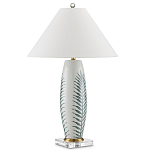 Настольная лампа овальная с тропическим принтом Stylized Aalm Leaves Motif варинант исполнения - 5 | Loft Concept в Перми