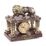 Часы настольные из креноида и бронзы с декором в виде льва Lion Stone Clock варинант исполнения - 2 | Loft Concept в Перми