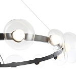 Люстра подвесная круглая с 12-ю прозрачными куполообразными плафонами и черным металлическим основанием Flos Wireline Lighting варинант исполнения - 5 | Loft Concept в Перми