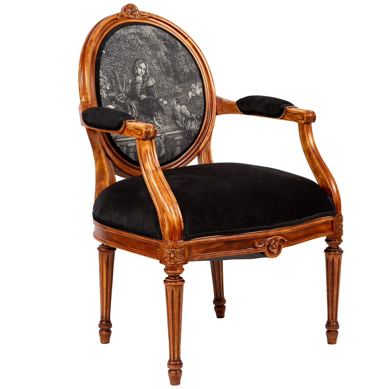 Кресло Marimon Armchair Left Черно-белый Коричневый в Перми | Loft Concept 