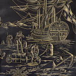 Обои ручная роспись Views of Italy Gold Outline варинант исполнения - 2 | Loft Concept в Перми