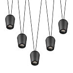 Подвесной светильник черными плафонами на длинных пересекающихся тросах Construction варинант исполнения - 3 | Loft Concept в Перми