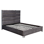 Кровать двуспальная серая с высоким мягким изголовьем Heart of the Bedroom варинант исполнения - 1 | Loft Concept в Перми