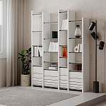 Стеллаж прямой ассиметричный с полками и 4-мя дверцами ARYA BOOKCASE WHITE варинант исполнения - 5 | Loft Concept в Перми