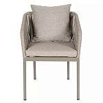 Стул серо-бежевый с декоративным плетением на спинке и подлокотниках Chair Weave варинант исполнения - 1 | Loft Concept в Перми