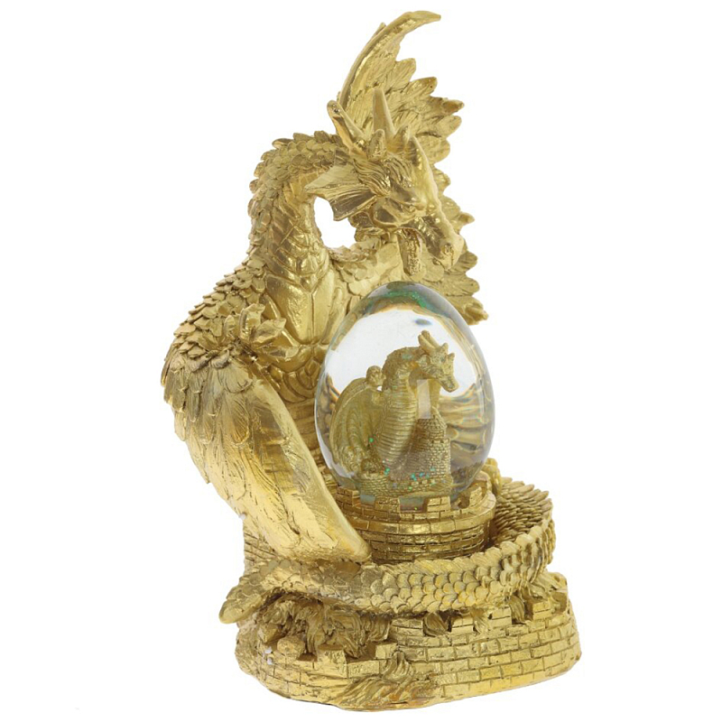 Декоративная статуэтка Дракон Dragon Guarding a Glass Egg Gold Золотой Прозрачное Стекло в Перми | Loft Concept 