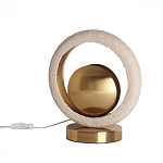 Настольная лампа с бежевым текстурным кольцом и латунным шаром в центре Tactile   варинант исполнения - 2 | Loft Concept в Перми