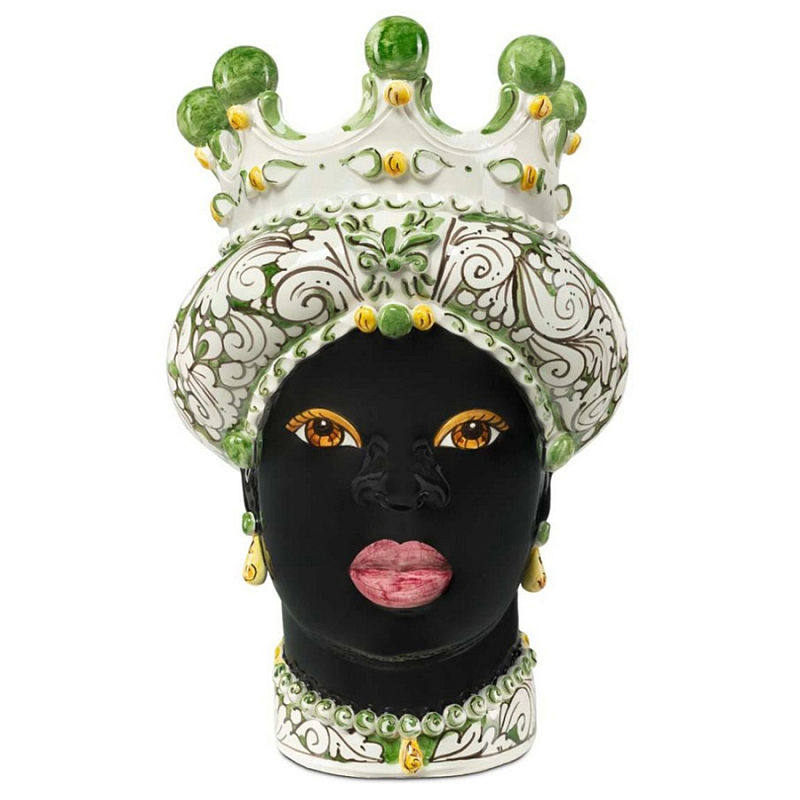 Ваза Vase Moro Lady Ornate Dark Green Черный Зеленый Белый в Перми | Loft Concept 