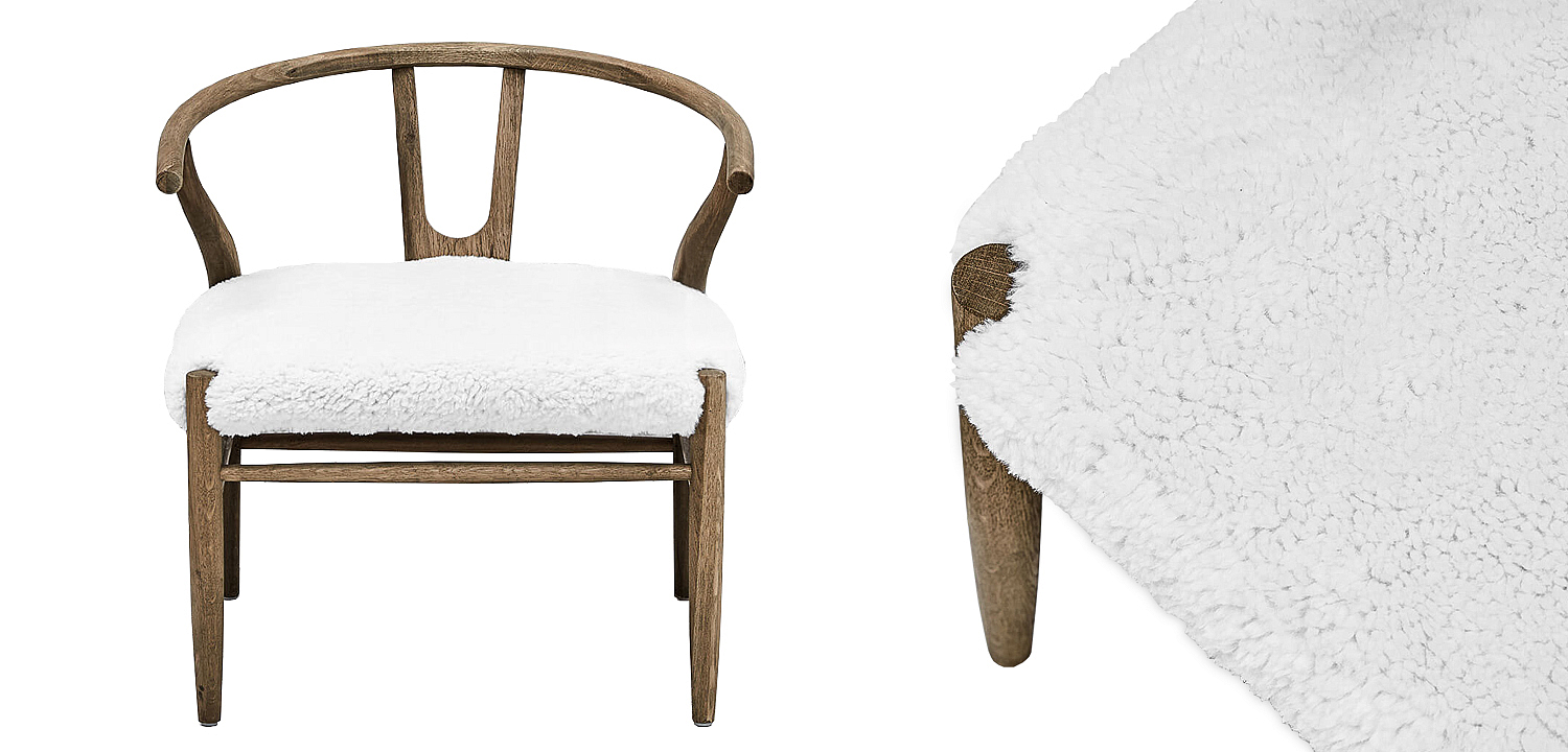 Стул Wishbone Faux Fur Stool Стул Wishbone Faux Fur Stool - Loft-Concept в Перми