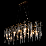 Люстра подвесная прямоугольная с бронзовыми акцентами и прозрачными стеклянными каплями Droplet Chandelier варинант исполнения - 4 | Loft Concept в Перми