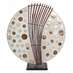 Настольная лампа из перламутра и дерева на подставке Indonesian Round Shell варинант исполнения - 2 | Loft Concept в Перми