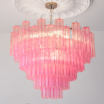 Элитная Люстра Textured Glass Pink Chandelier Ярко Розовое стекло варинант исполнения - 1 | Loft Concept в Перми