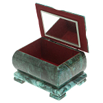 Шкатулка прямоугольная с зеркалом из натурального камня змеевик Stone Casket варинант исполнения - 3 | Loft Concept в Перми