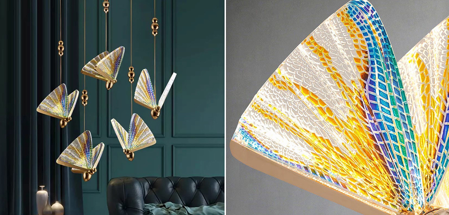 Butterfly Pendant Lamp Colored glass J Butterfly Pendant Lamp Colored glass J - Loft-Concept в Перми