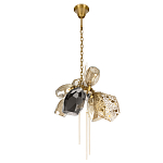 Люстра подвесная со стеклянными плафонами из дымчатого и золотистого с тремя вертикальными подвесками Gilded Mirage  варинант исполнения - 5 | Loft Concept в Перми