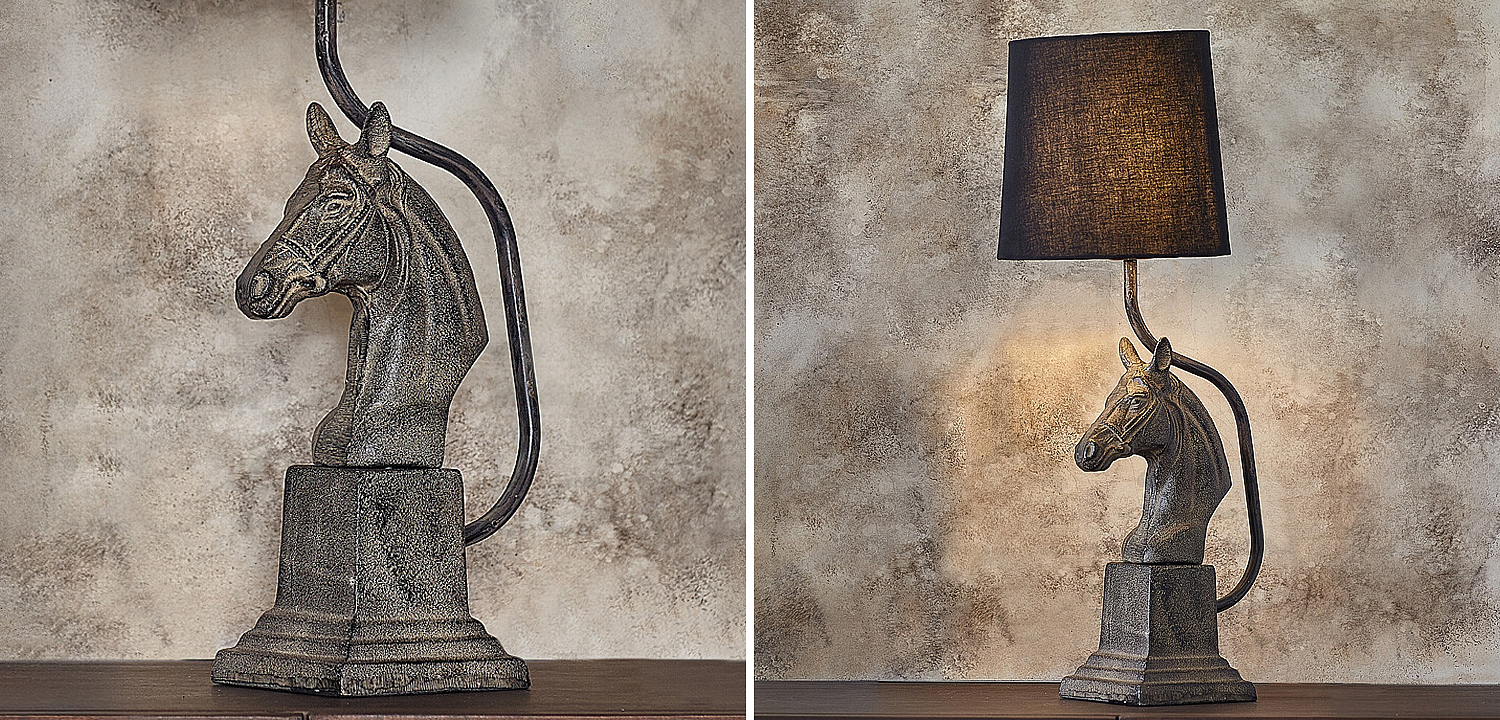 Настольная лампа с абажуром Lampshade Horse Sculpture Настольная лампа с абажуром Lampshade Horse Sculpture - Loft-Concept в Перми