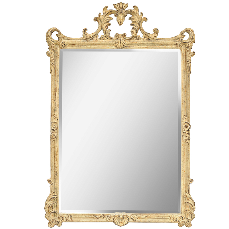 Зеркало настенное в раме бежевого цвета с эффектом старины Classic Ornament Mirror Бежевый Зеркало в Перми | Loft Concept 