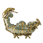 Чаша голубого цвета с оранментом и и бронзовыми фигурами леопардов Eden Garden варинант исполнения - 1 | Loft Concept в Перми