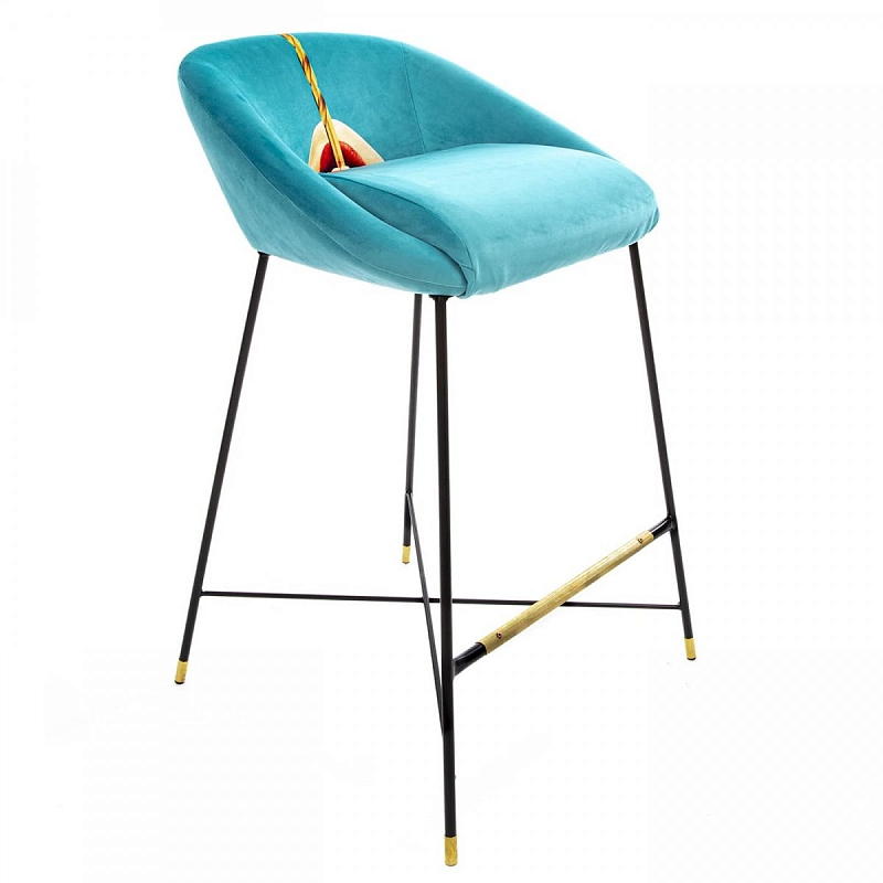 Барный стул Seletti High Stool Drill Черный Бирюзовый в Перми | Loft Concept 