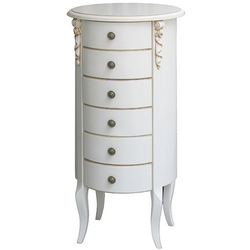 Круглый небольшой комод в стиле прованс с 6-ю ящиками Montmartre Provence Chest of Drawers ivory ( слоновая кость ) в Перми | Loft Concept 